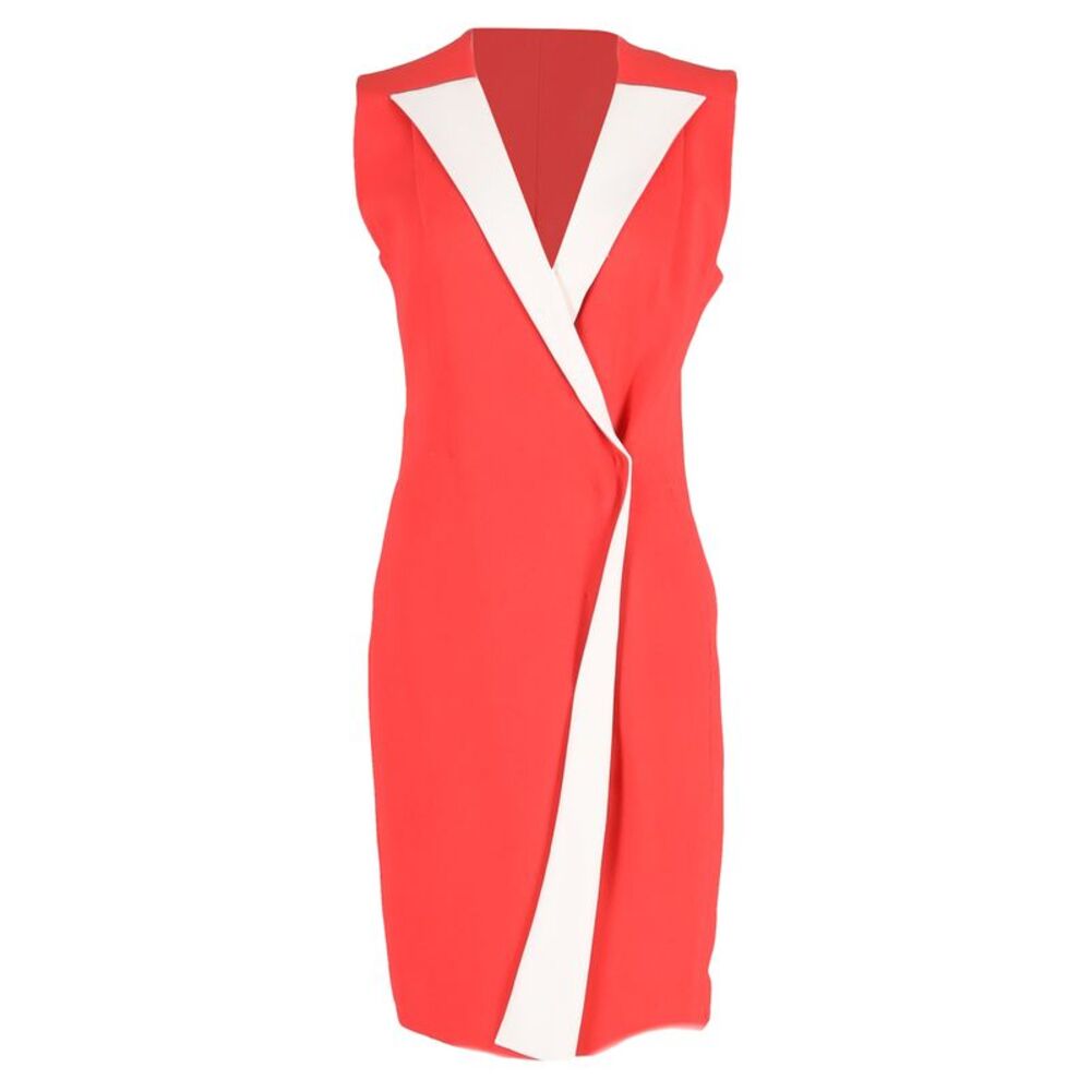 Emilia Wickstead Mini Vest Dress in Red and White Polyester